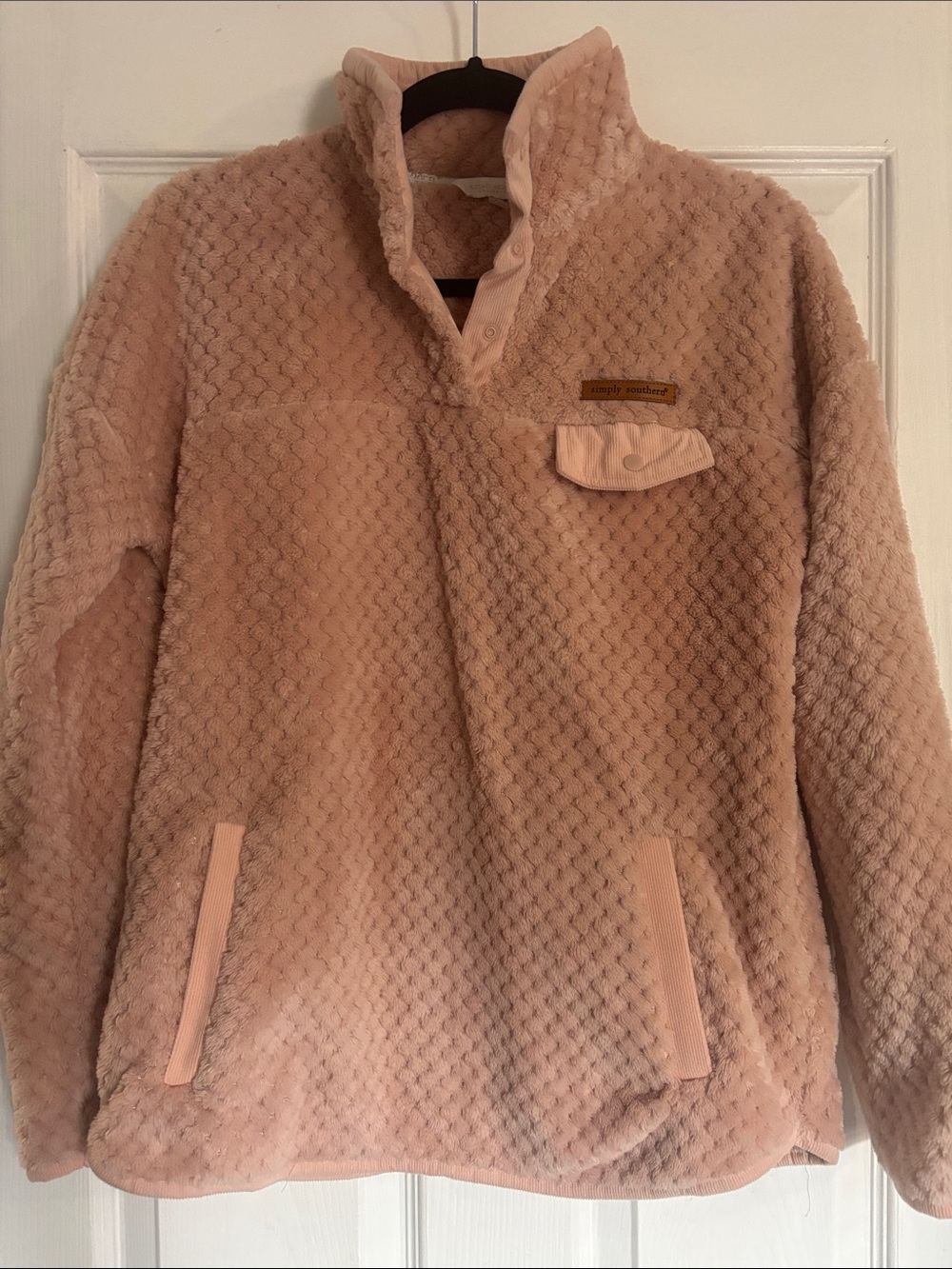 Simply Southern Blush Pink Sherpa Pullover Jacket
